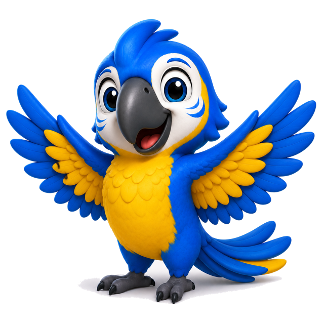 Mascote do Apoio de asas abertas, celebrando