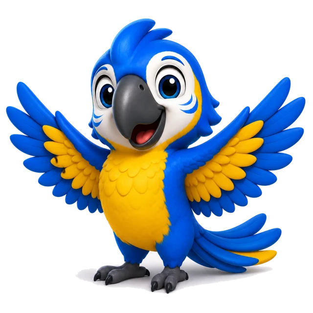 Mascote do Apoio de asas abertas, celebrando